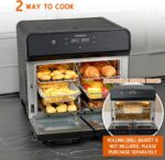 HYSapientia 22L Dual Zone Air Fryer Oven With Rotisserie, Large Double Air fryers Mini Ovens Digital 2400W 10 in 1 Airfryer Countertop Convection Oven electric and grill,Stainless Steel,13 Accessories - Image 4